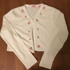 Global i.d white sweater with small flower designs